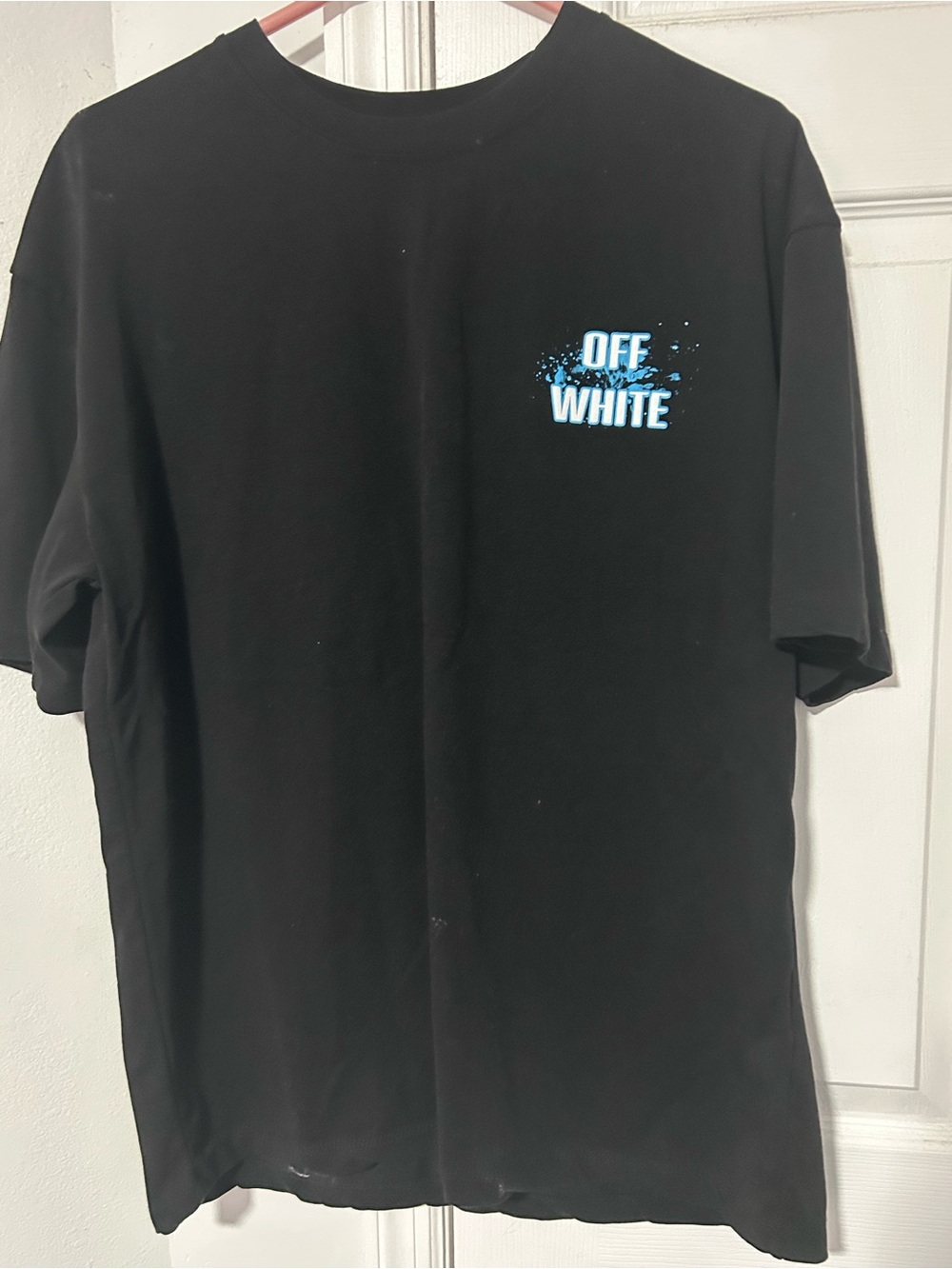 Off-White Black Short Sleeve Tee with Blue Logo